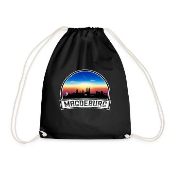 Magdeburg Deutschland Skyline Vintage Sonnenuntergang Reisen So - Turnbeutel - Schwarz - Vorne