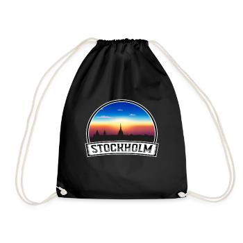 Stockholm Schweden Skyline Vintage Sonnenuntergang Reise Sou - Turnbeutel - Schwarz - Vorne