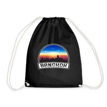Bangkok Thailand Skyline Vintage Sunset Travel Sou - Drawstring Bag - black - Front