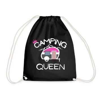 Camping Queen Geburtstagsgeschenk - Turnbeutel - Schwarz - Vorne