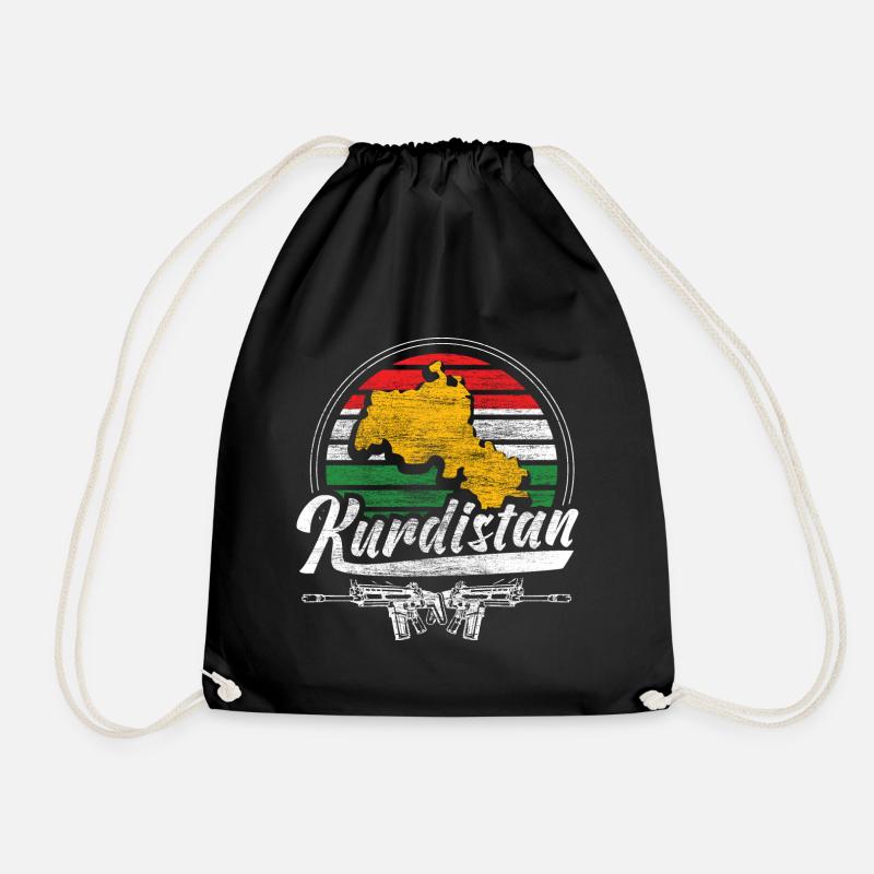 Kurdistan Freedom Gift Idea - Drawstring Bag - black