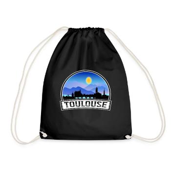 Toulouse Frankreich Skyline Vintage Sonnenuntergang Reise Souv - Turnbeutel - Schwarz - Vorne