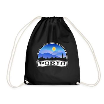 Porto Portugal Skyline Vintage Sunset Travel Souve - Drawstring Bag - black - Front