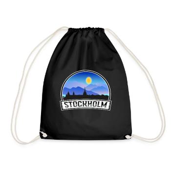 Stockholm Schweden Skyline Vintage Sonnenuntergang Reise Sou - Turnbeutel - Schwarz - Vorne