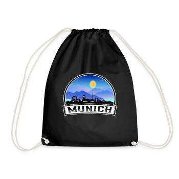 München Deutschland Skyline Vintage Sunset Travel Souve - Turnbeutel - Schwarz - Vorne