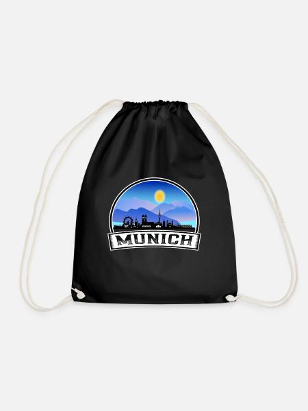 München Deutschland Skyline Vintage Sunset Travel Souve - Turnbeutel - Schwarz