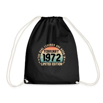 Born in 1972 Tee Vintage Legend Born in February - Turnbeutel - Schwarz - Vorne