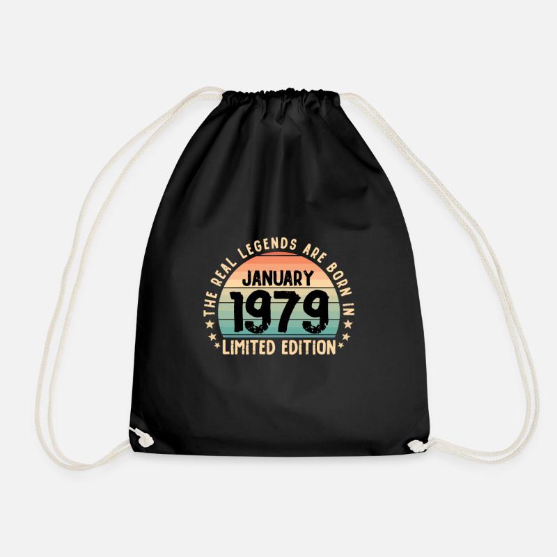 Born in 1979 Tee Vintage Legend Born in January - Turnbeutel - Schwarz
