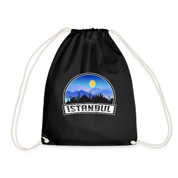 Istanbul Turkey Skyline Vintage Sunset Travel Souv - Drawstring Bag - black - Front