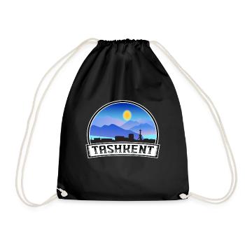 Taschkent Usbekistan Skyline Vintage Sonnenuntergang Reise - Turnbeutel - Schwarz - Vorne