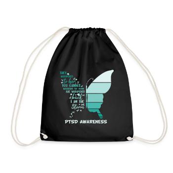 I Am The Storm Ptsd Awareness Butterfly - Drawstring Bag - black - Front