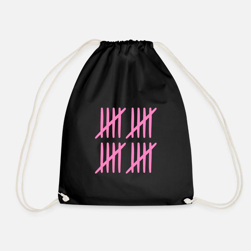 20th birthday tally sheet 20 years old - Drawstring Bag - black