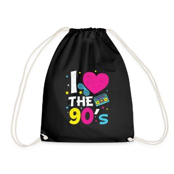 1990er 90er Jahre Heart The Nineties - Turnbeutel - Schwarz - Vorne