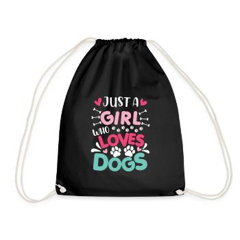 Just A Girl Who Love Dog Funny Dog Lover - Drawstring Bag - black - Front