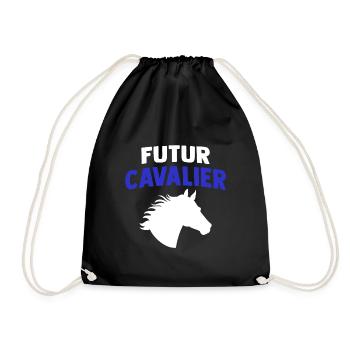 futur cavalier cadeau cavalier équitation - Sac de sport léger - noir - Devant