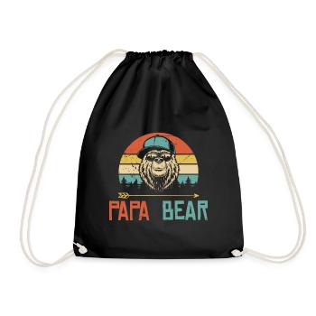 Papa Bär Vatertag Geschenk Retro Bär - Turnbeutel - Schwarz - Vorne