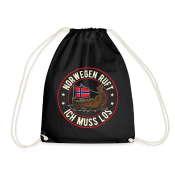 Norwegen ruft Wikinger Flagge Skandinavien - Turnbeutel - Schwarz - Vorne