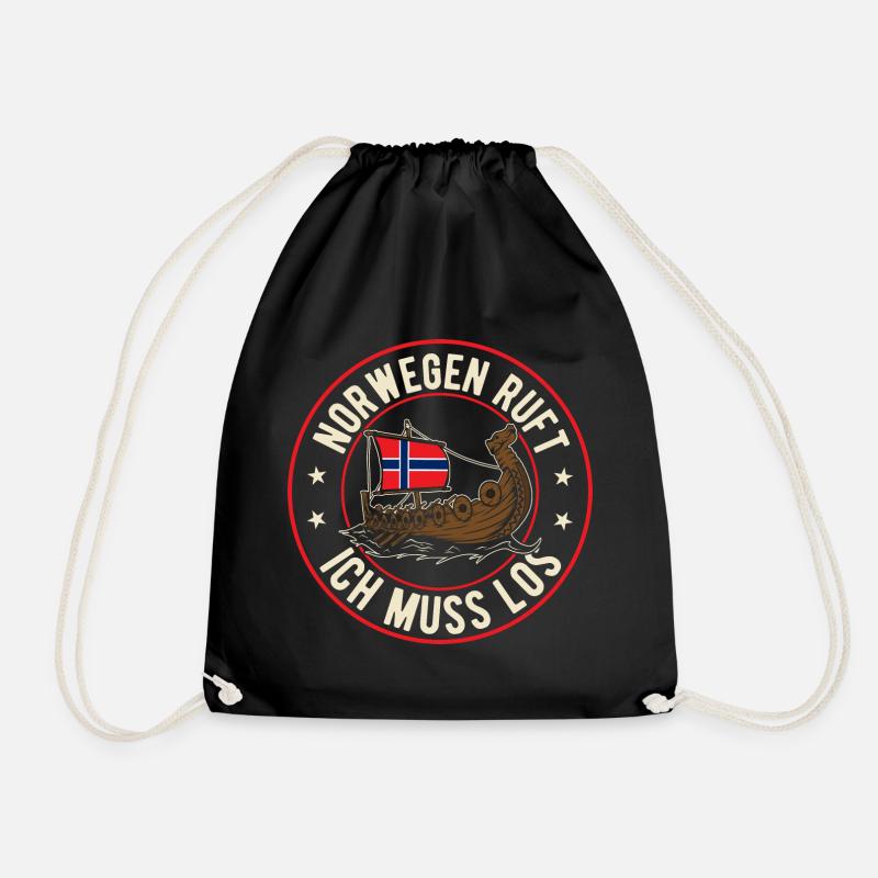 Norwegen ruft Wikinger Flagge Skandinavien - Turnbeutel - Schwarz