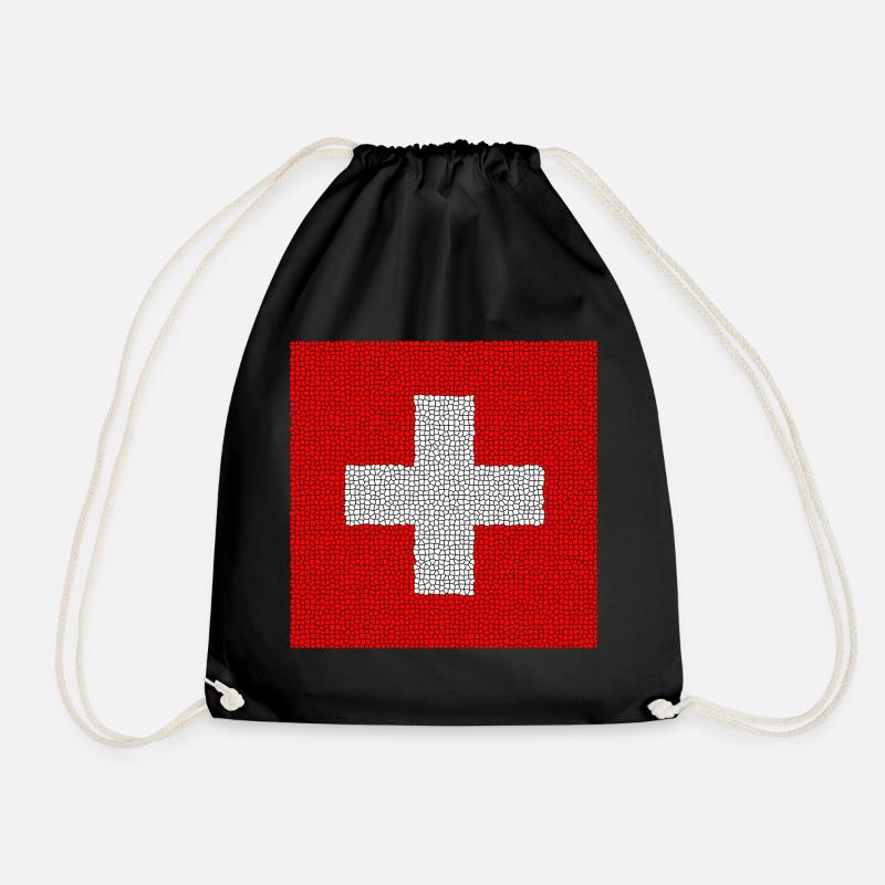 Swiss Flag Mosaic - Drawstring Bag - black