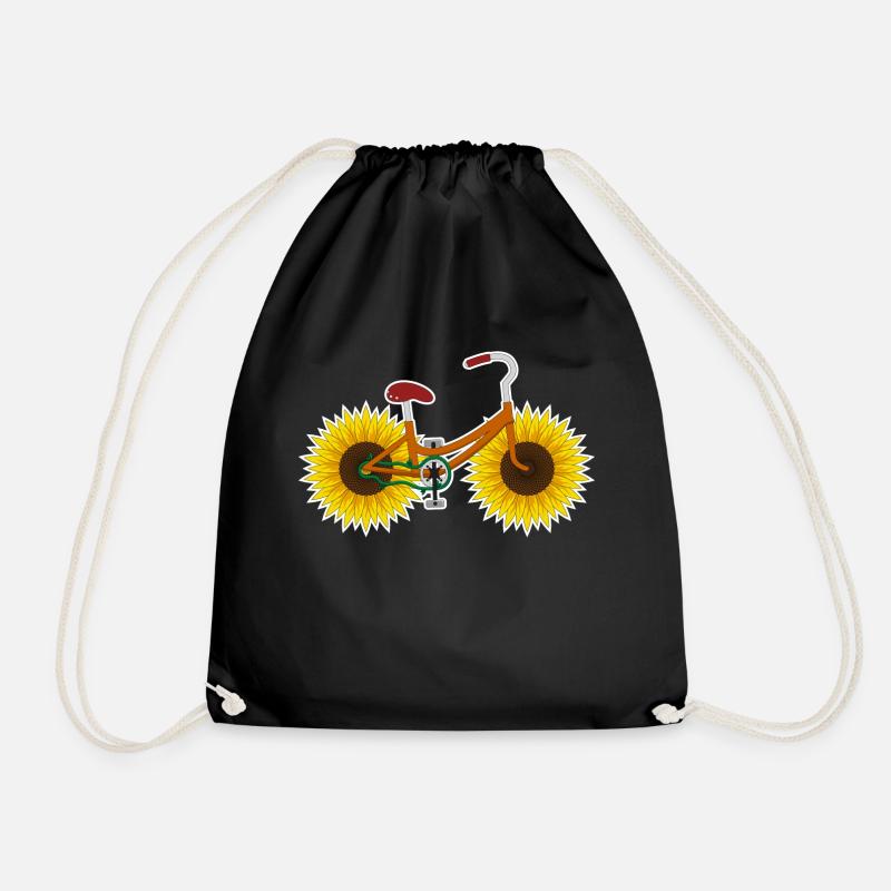 Fahrrad Sonnenblume - Turnbeutel - Schwarz