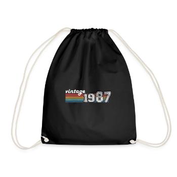 Vintage 1987 Geburtstags-T-Shirt, geboren 1987 Geschenk-Shirt - Turnbeutel - Schwarz - Vorne