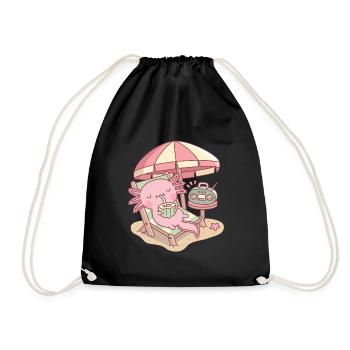 Mignon Axolotl relaxant à la plage - Sac de sport léger - noir - Devant