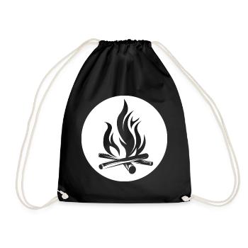 logo icon icon campfire nature outdoor graphic - Drawstring Bag - black - Front