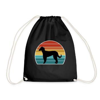 Taigan Dog Silhouette Vintage Sunset for Dog Lover - Drawstring Bag - black - Front