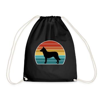 Lapponian Herder Dog Silhouette Vintage Sunset pour - Sac de sport léger - noir - Devant