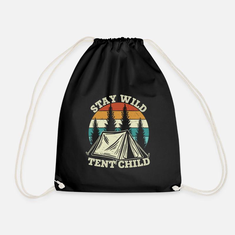 Stay Wild Tent Child Camping Outdoor - Drawstring Bag - black