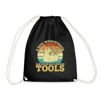 A Real Woodworker Woodworking Tools - Drawstring Bag - black - Front