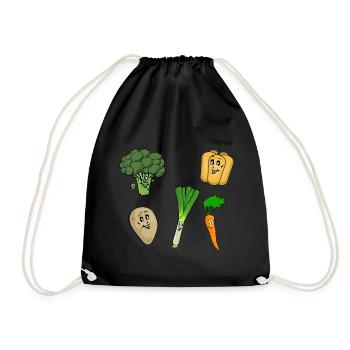 Légumes heureux - Sac de sport léger - noir - Devant