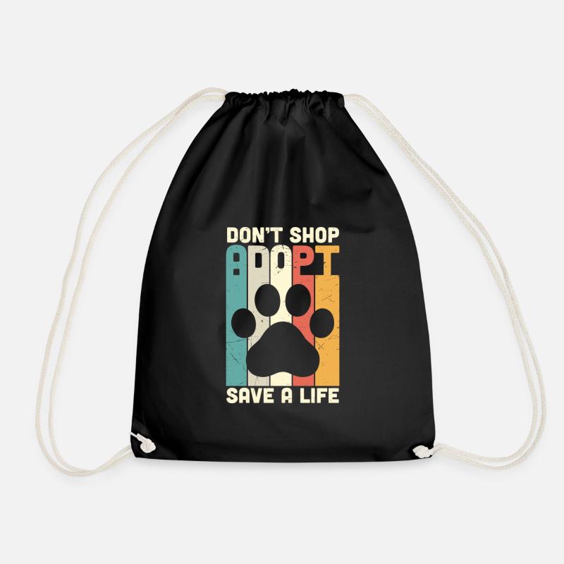 Dont Shop Adopt Cat Rescue Tierrechte - Turnbeutel - Schwarz