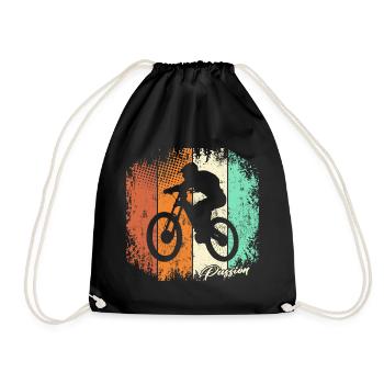 Fahrrad MTB Mountainbike Downhill Mountainbiker - Turnbeutel - Schwarz - Vorne
