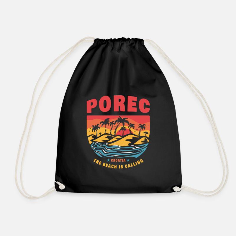 Porec Kroatien Beach Design - Turnbeutel - Schwarz