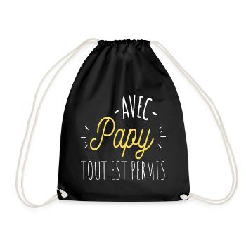 T shirt papy avec papy tout est permis cadeau - Sac de sport léger - noir - Devant