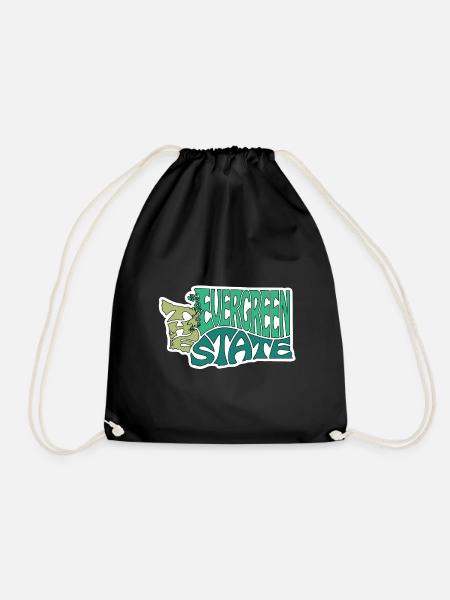 Die Evergreen State Washington Karte Wortwolke - Turnbeutel - Schwarz