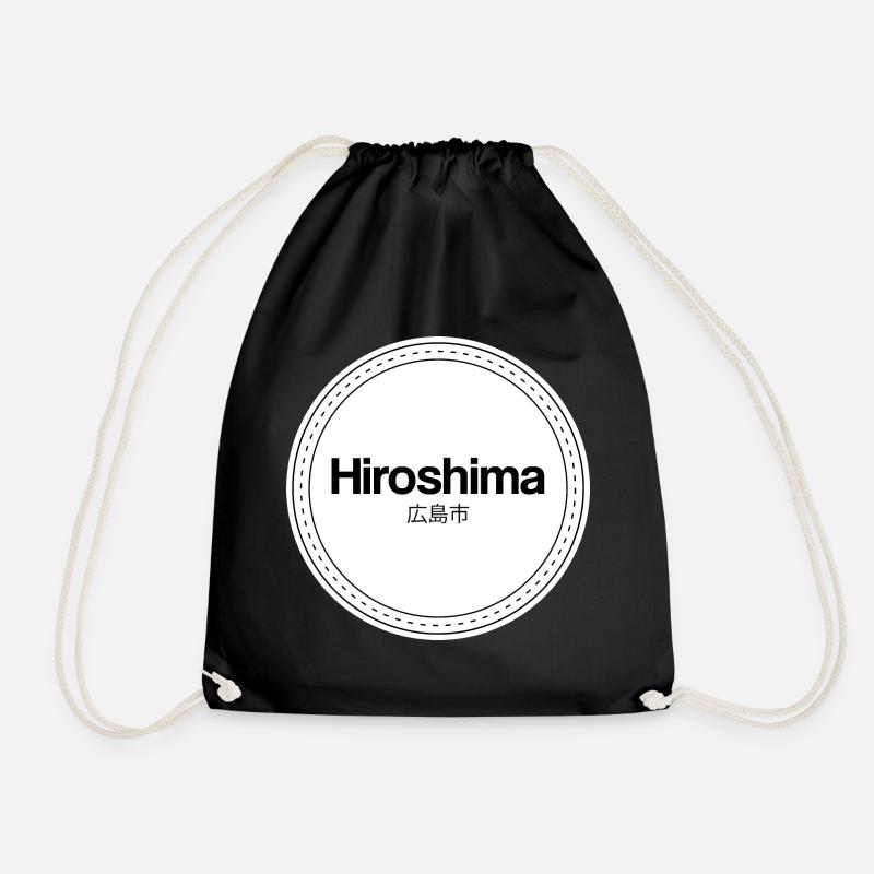 Hiroshima Stamp Logo - Drawstring Bag - black