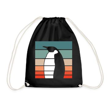 Penguin Retro Style Vintage - Drawstring Bag - black - Front