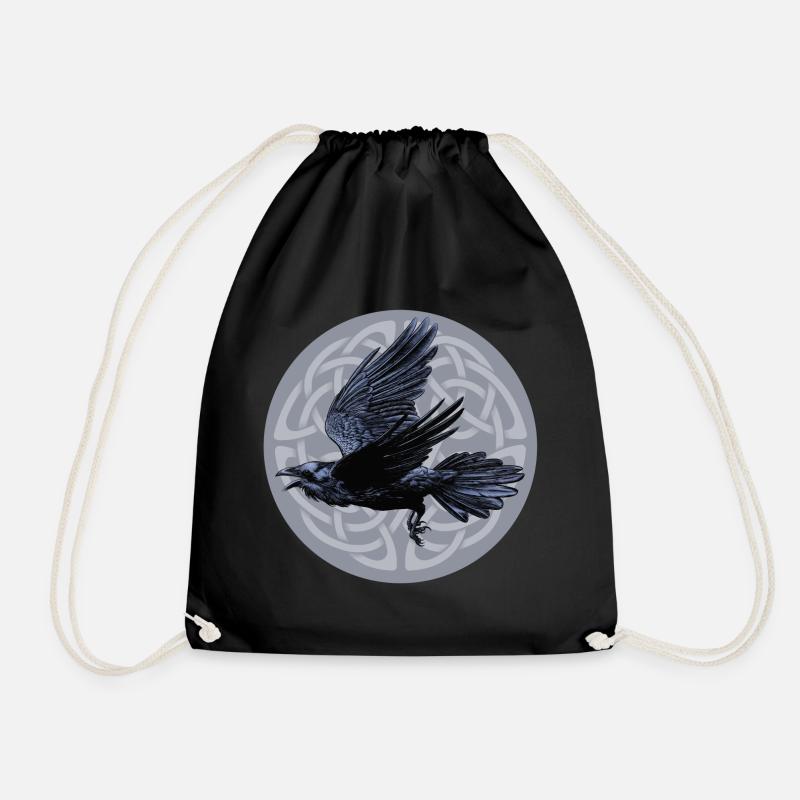Raven Moon - Drawstring Bag - black