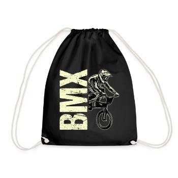 BMX Fahrrad Hobby Sport BMX Geschenkidee - Turnbeutel - Schwarz - Vorne