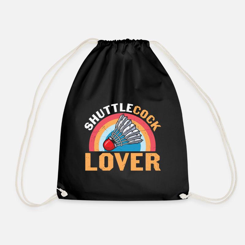 Badminton Humor Shuttlecock Lover - Drawstring Bag - black