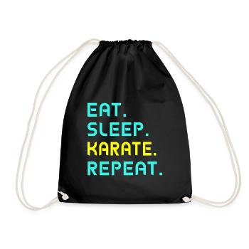 Eat. Sleep. karate. Repeat. - Drawstring Bag - black - Front