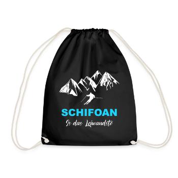 Skifahren Schifoan is das Leiwandste - Turnbeutel - Schwarz - Vorne