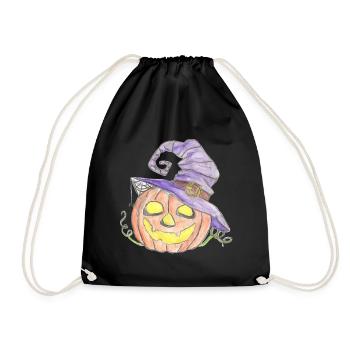 Citrouille aquarelle avec chapeau de sorcière - Sac de sport léger - noir - Devant