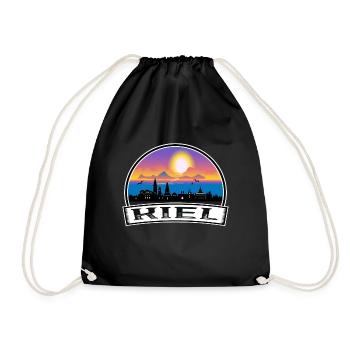 Kiel Germany Skyline Vintage Sunset Travel Souveni - Drawstring Bag - black - Front