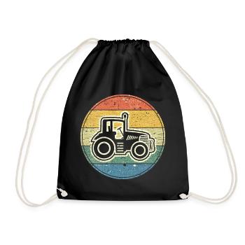 Vintage tractor for farmers and farmers - Drawstring Bag - black - Front