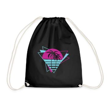 Palm Tree Retro 80s - Drawstring Bag - black - Front