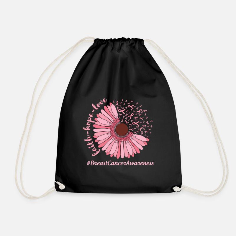 Brustkrebs Bewusstsein Rosa Blume - Turnbeutel - Schwarz