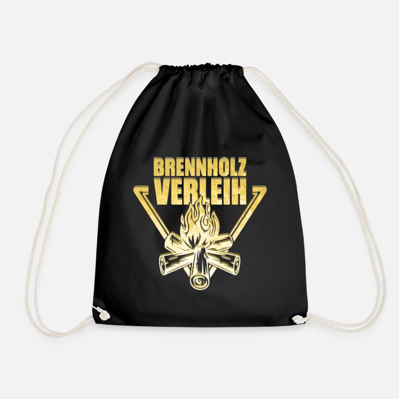 Brennholz Verleih Gold - Turnbeutel - Schwarz